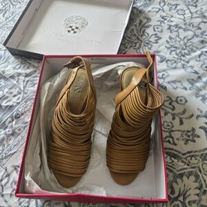 Vince Camuto Tan Strappy Wedge Sandals